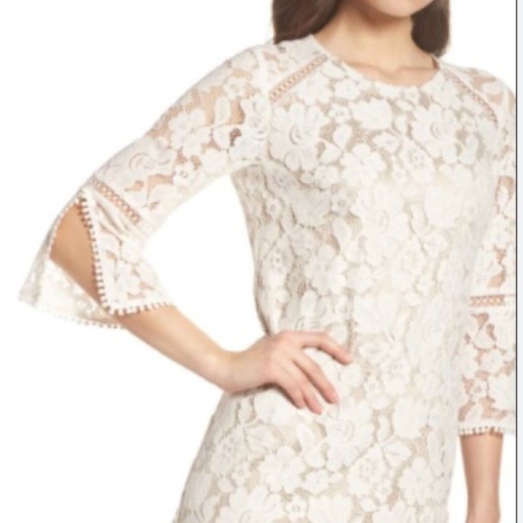 Vince Camuto White Lace Long Sleeve Dress - Picture 2 of 10
